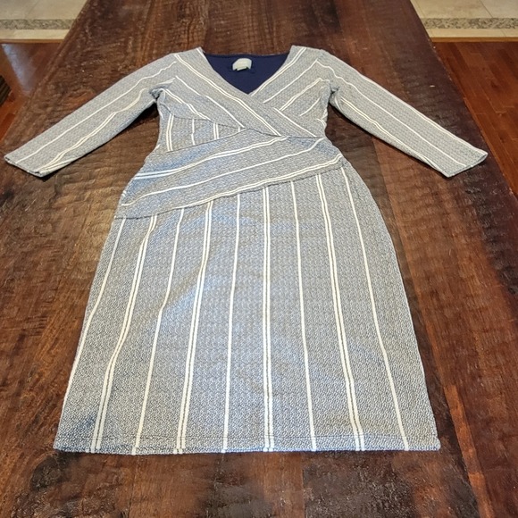 Maeve Dresses & Skirts - Maeve Anthropologie Wrap Dress Blue White Striped Long Sleeve Women's Size Small